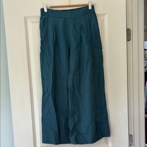 Athleta, Linen, Teal Wide-Leg Capris, size 6
